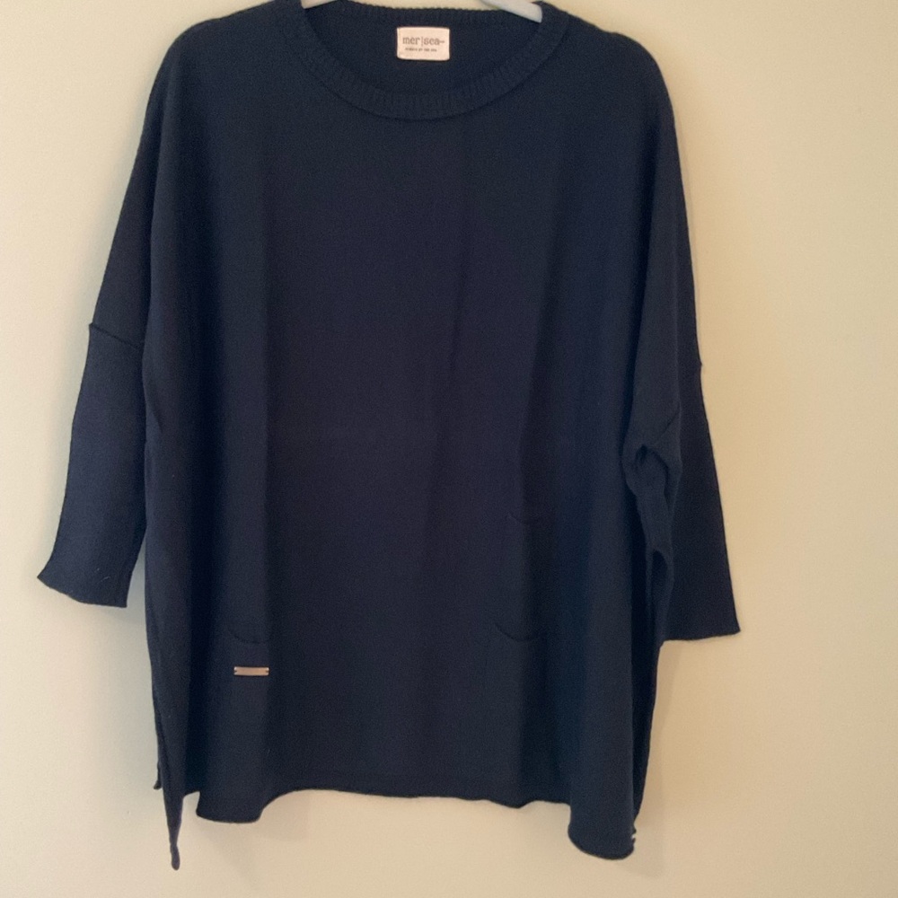 Mer Sea Navy Oversized Knit Top